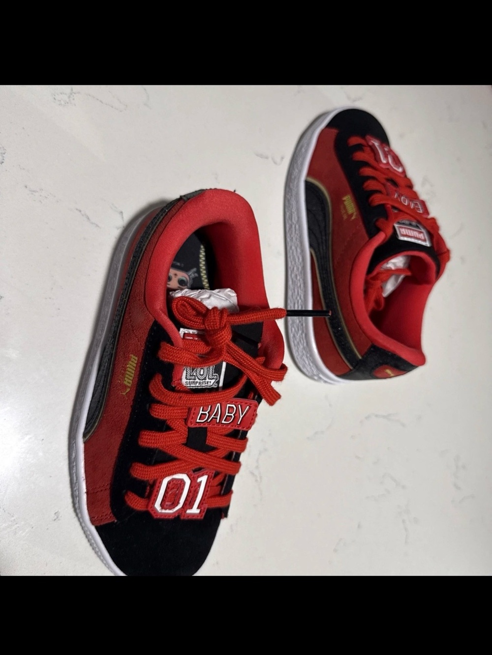 Puma x L.O.L. Surprise! Suede PS Sneakers Black Red Kid Size 1C